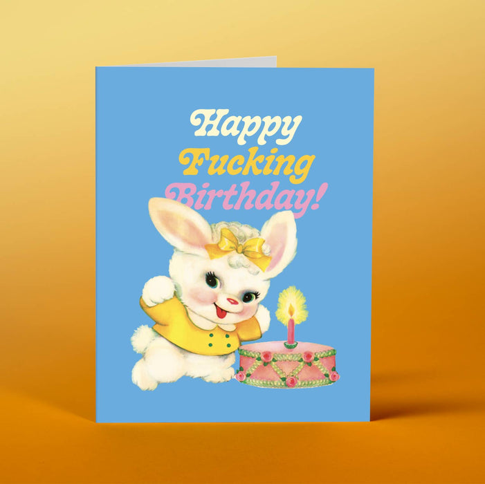 BLUE BUNNY Birthday Card