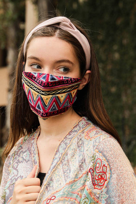 Zig Zag Embroidered Face Mask