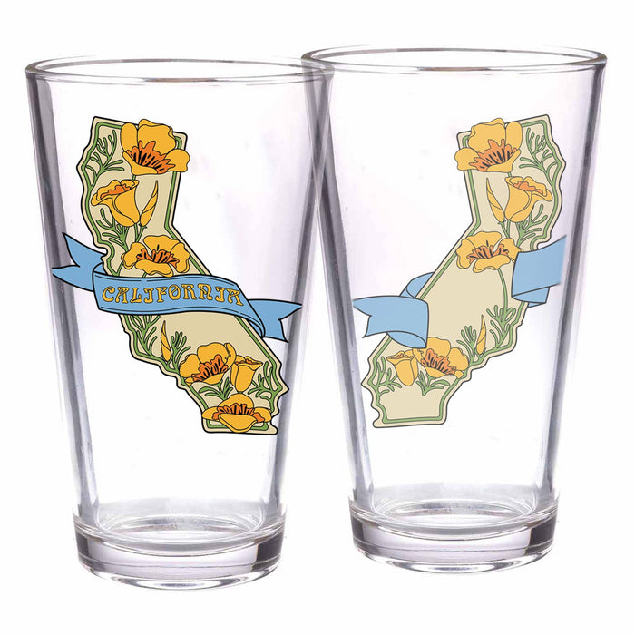 CA State w/Poppies Pint Glass