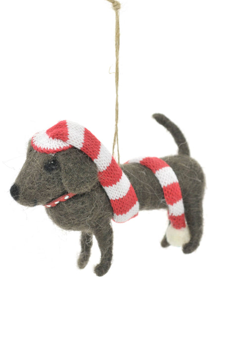 3'' Wool Grey Dog Ornaments