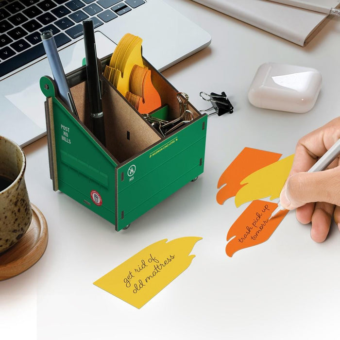 Dumpster Desk Pencil Holder with Note Cards