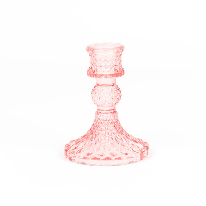 LARGE PINK CRYSTAL CANDLE HOLDER