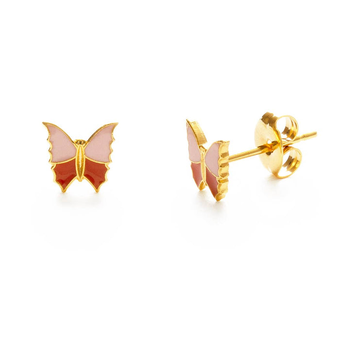 Spring Butterfly Stud Earrings - Pink and Orange