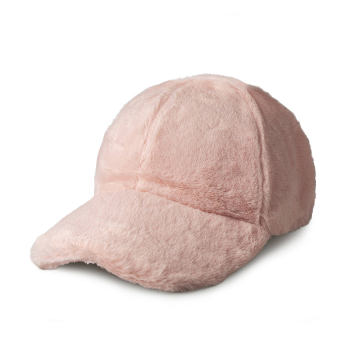 Fur Pom Baseball Cap - Pink
