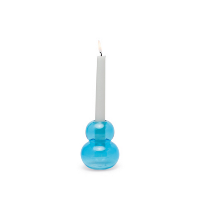 Realm Bubble Stack Glass Taper Holder - Blue