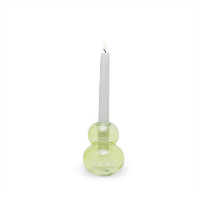 Realm Bubble Stack Glass Taper Holder - Green
