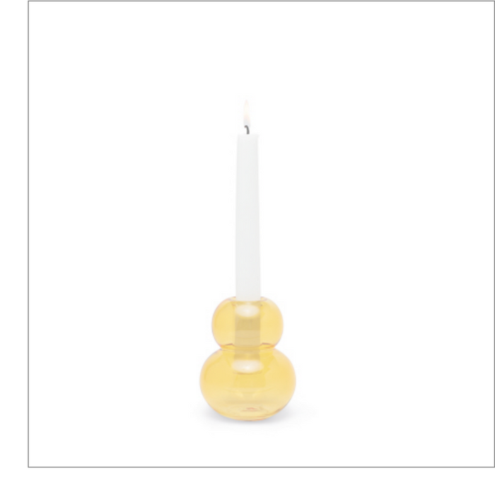Realm Bubble Stack Glass Taper Holder - Yellow