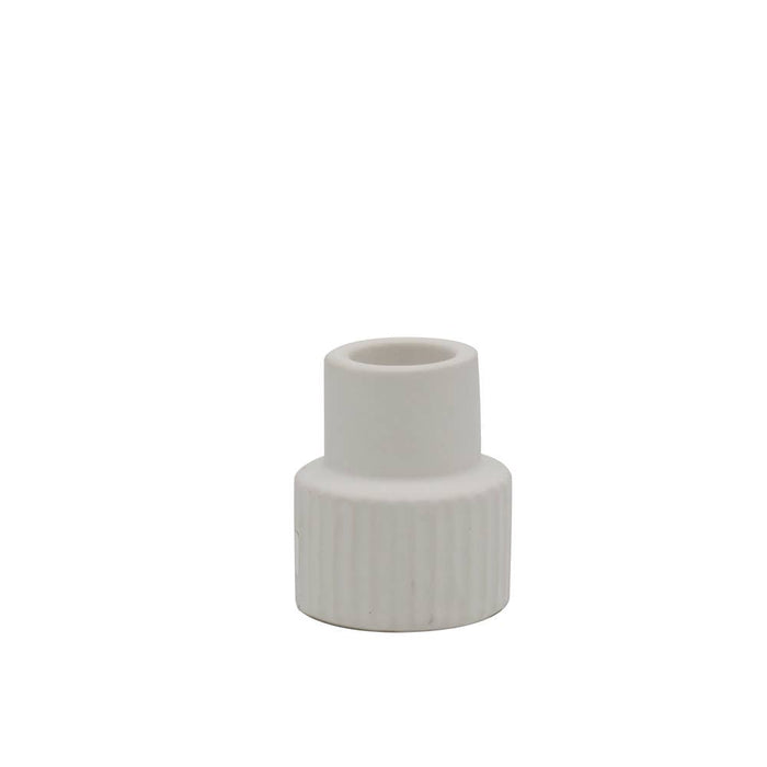 Candle Holder Ribbed - White