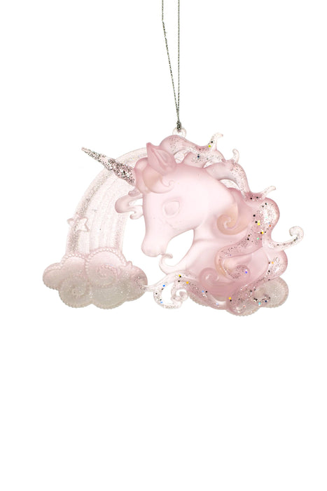 3.25'' Pink/Clear Acrylic Hanging Rainbow Unicorn Ornament