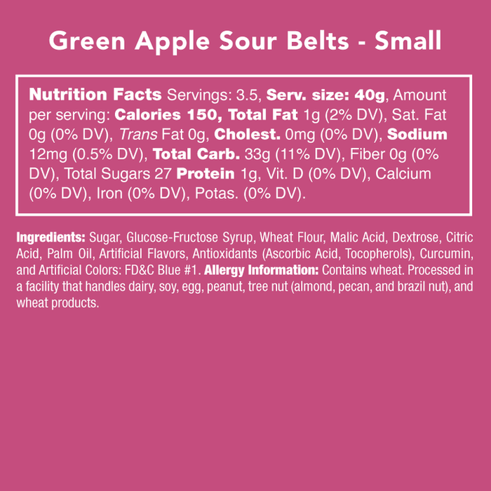 Green Apple Sour Belts - 5 oz.
