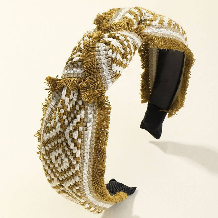 Autumn Mustard Woven Cotton fringe Headband