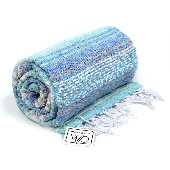 Mint Blue Ocean Mexican Falsa Blanket