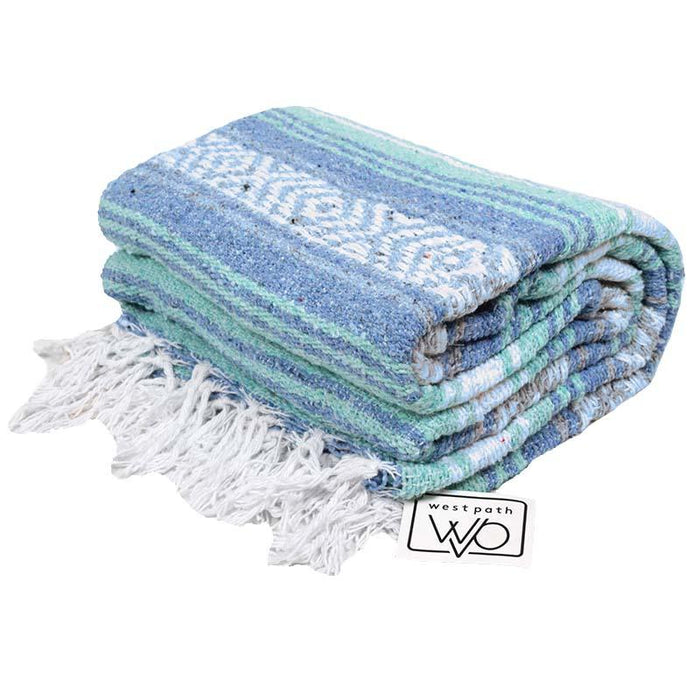 Mint Blue Ocean Mexican Falsa Blanket