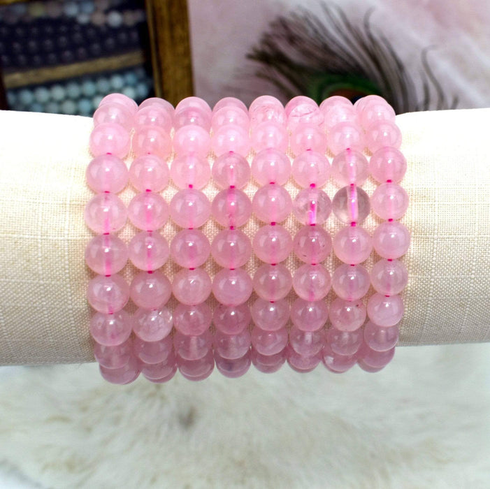 Rose Quartz - Round Bead Bracelets