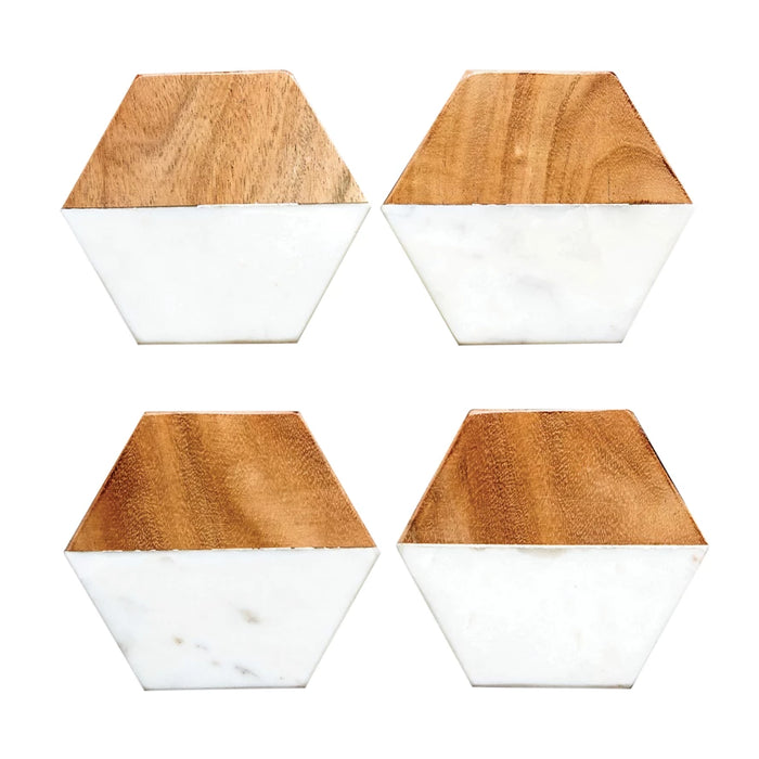 Wood Hexagon Coasters, Set of 4