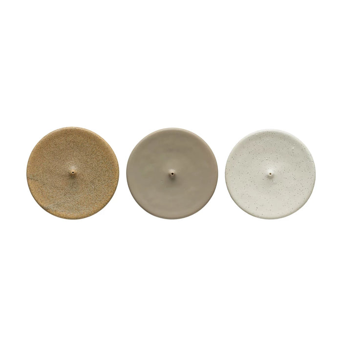 Round Stoneware Incense Holder, 3 Colors