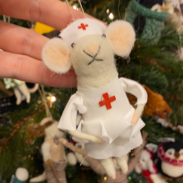 Nurse Mouse Felt Ornament