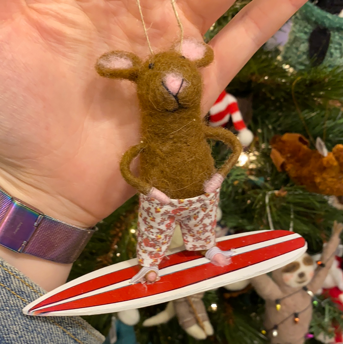 Surfer Mouse Felt Ornament