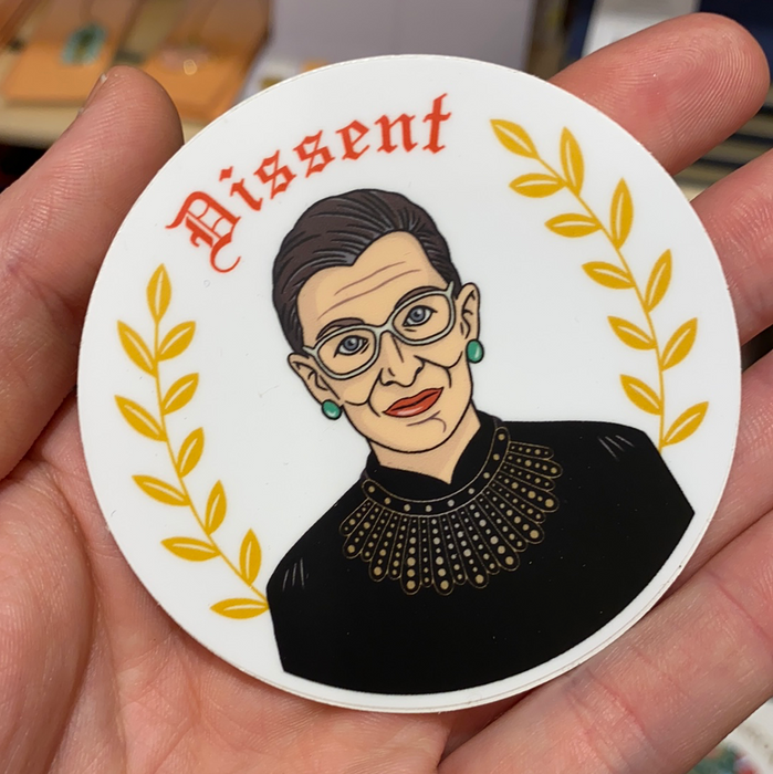 RBG Dissent with Wheat Leaves Round Sticker