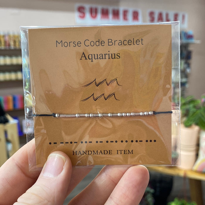Aquarius Zodiac Morse Code Bracelet