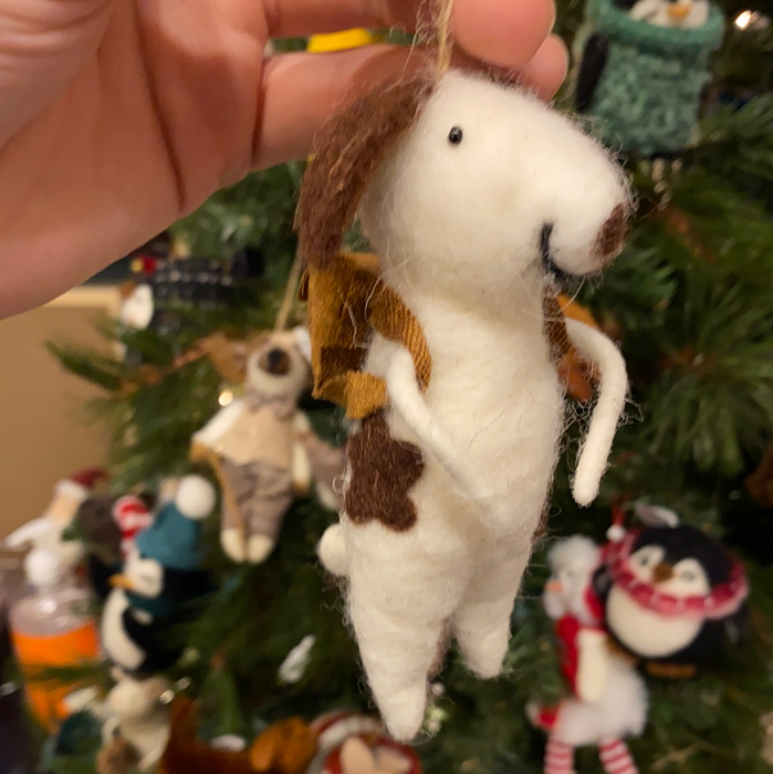 Dog with Backpack Felt Ornament